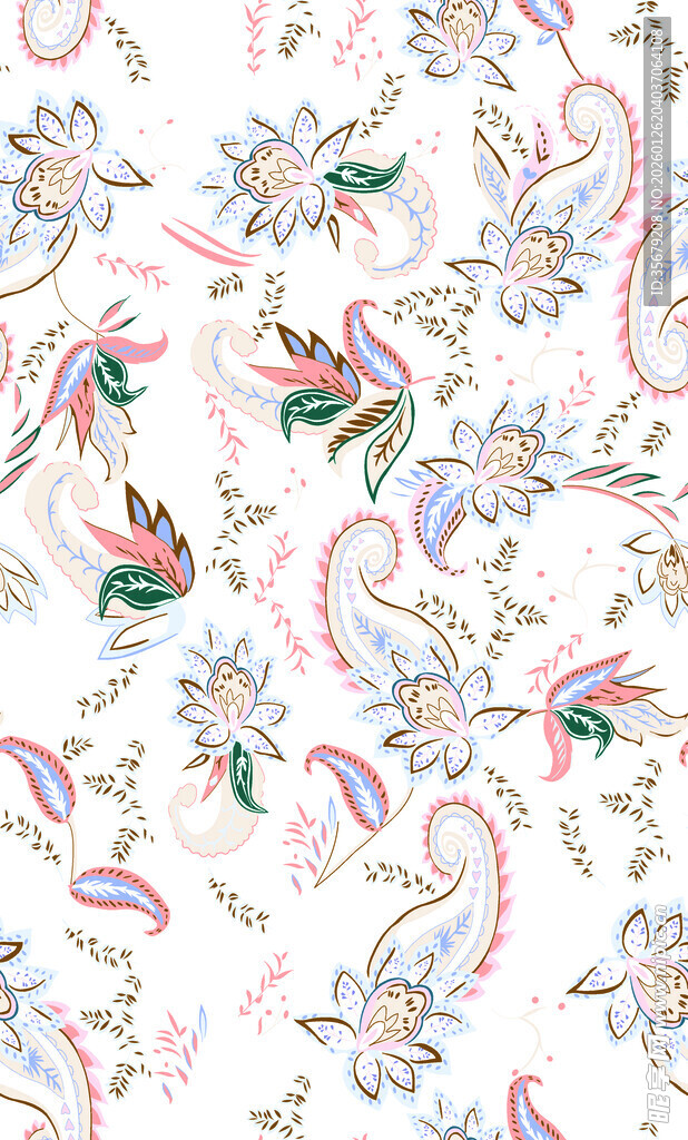 花卉飞鸟图案的精美织物