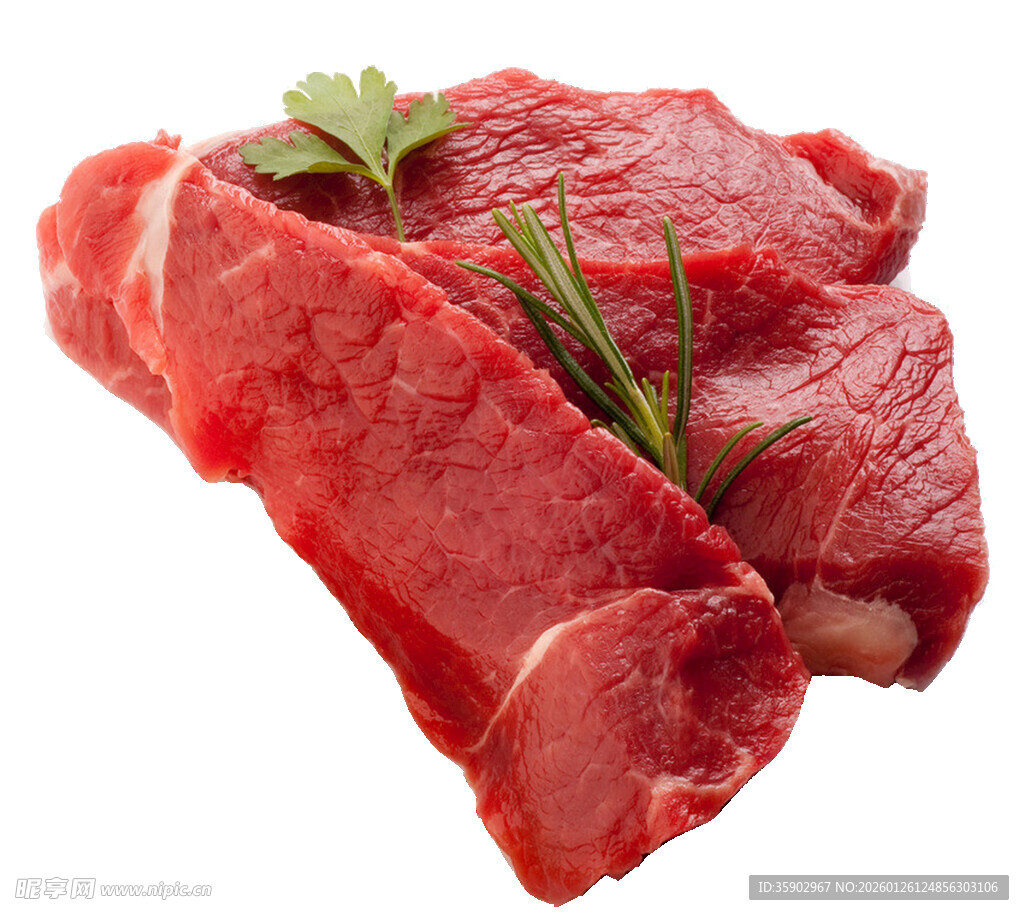 新鲜生牛肉点缀迷迭香