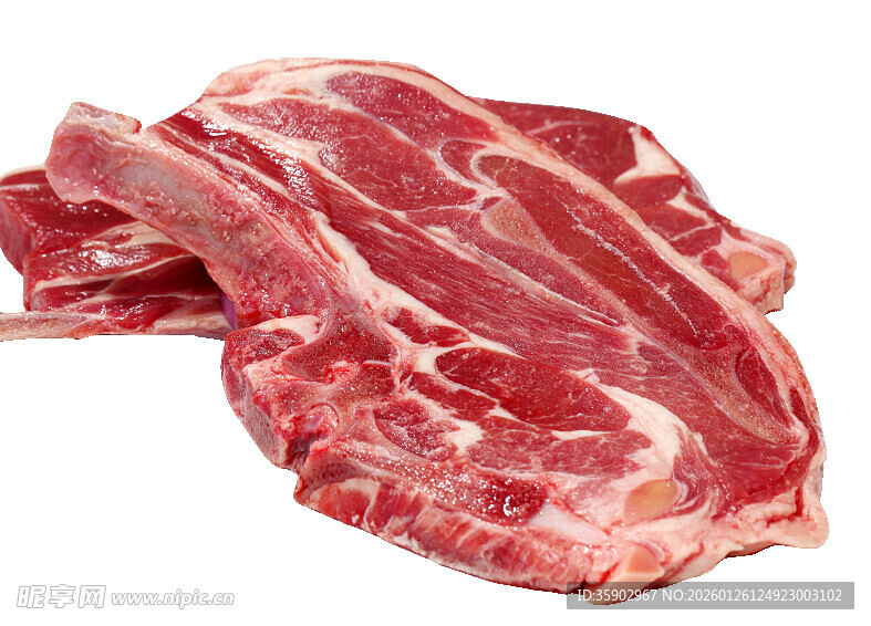 新鲜生猪肉排骨特写