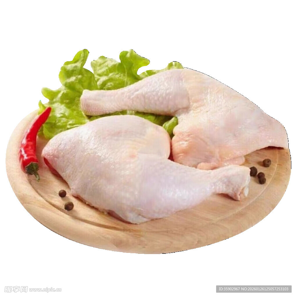 新鲜生鸡腿配蔬菜香料