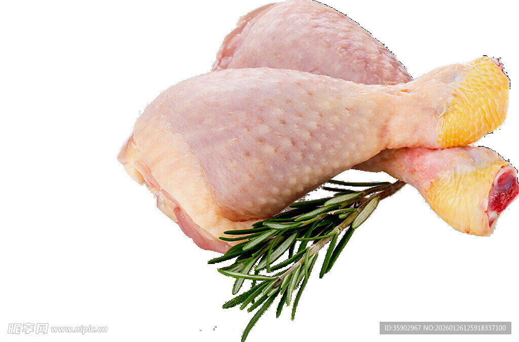 新鲜生鸡腿配迷迭香