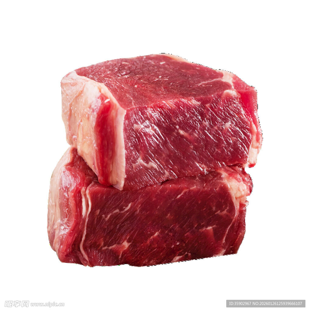 新鲜堆叠牛肉块