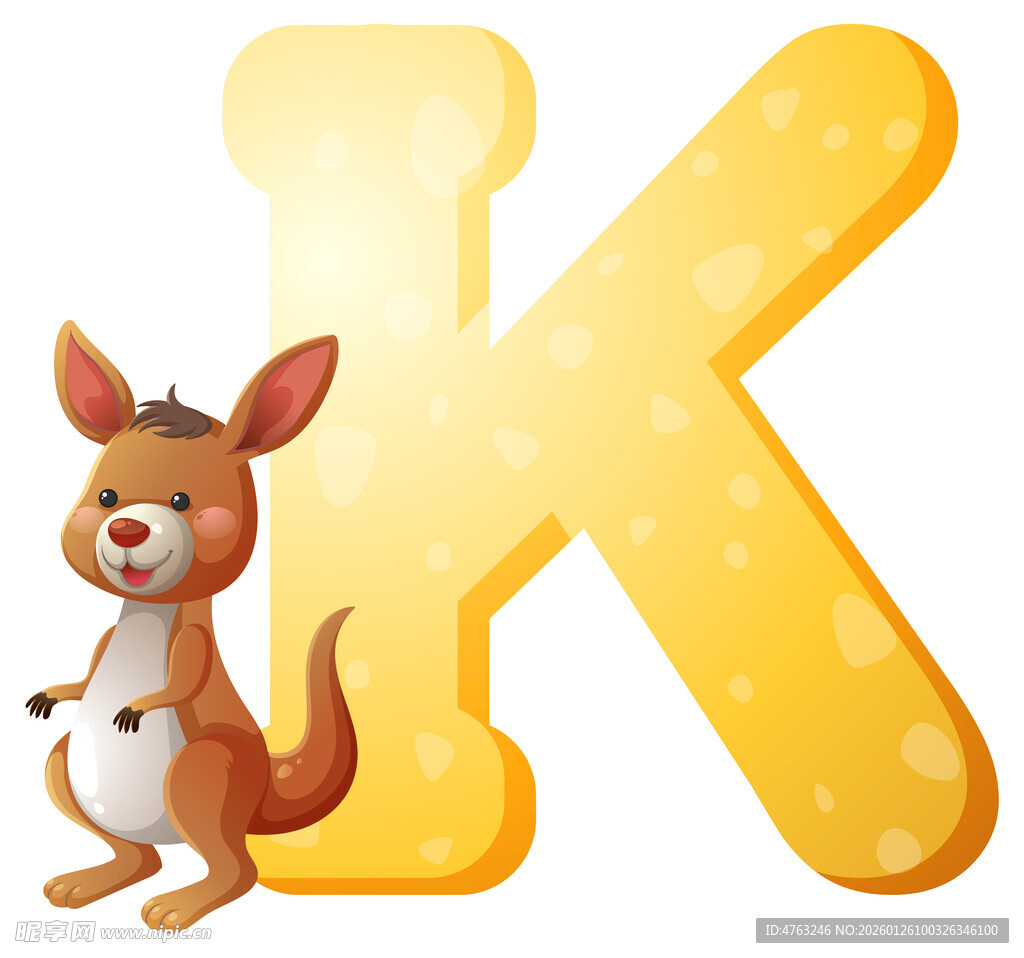 袋鼠与字母K的可爱组合