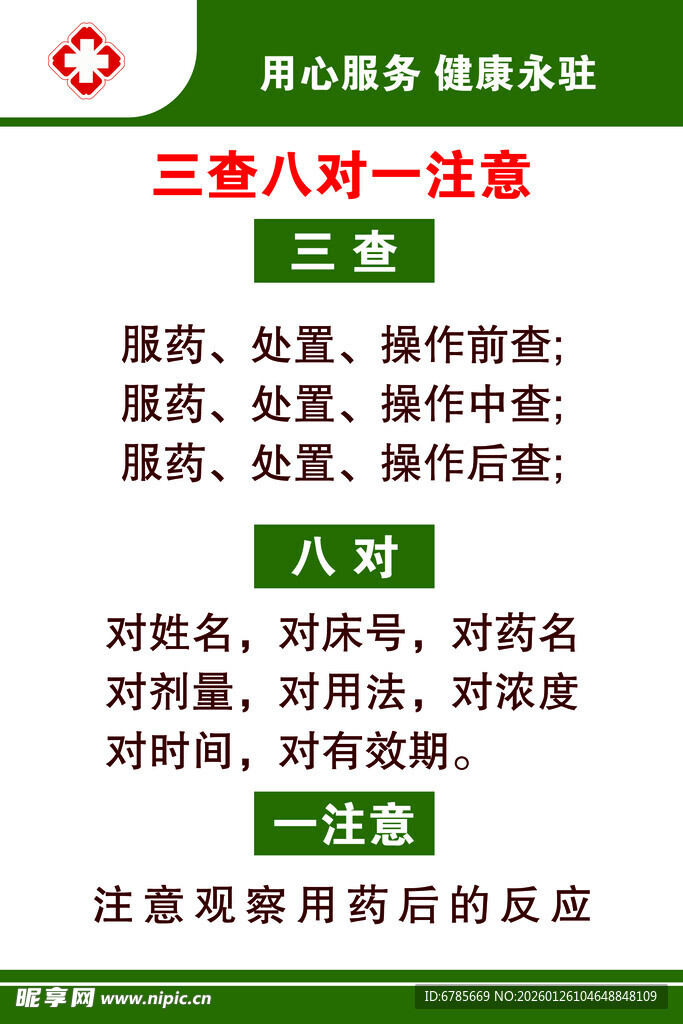 三查八对一注意  医院制度