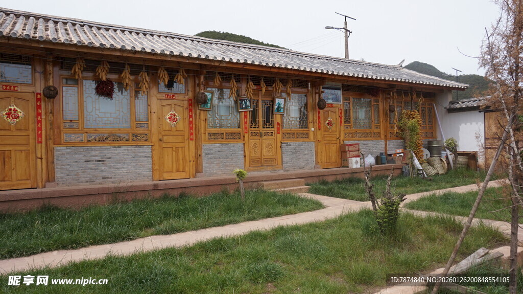 中式传统木屋庭院景观