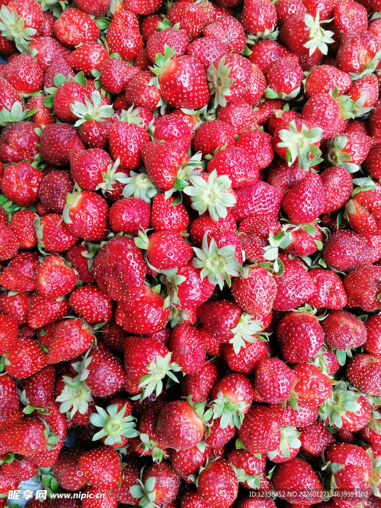 新鲜饱满的草莓堆叠