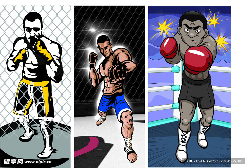 拳击运动插画展示