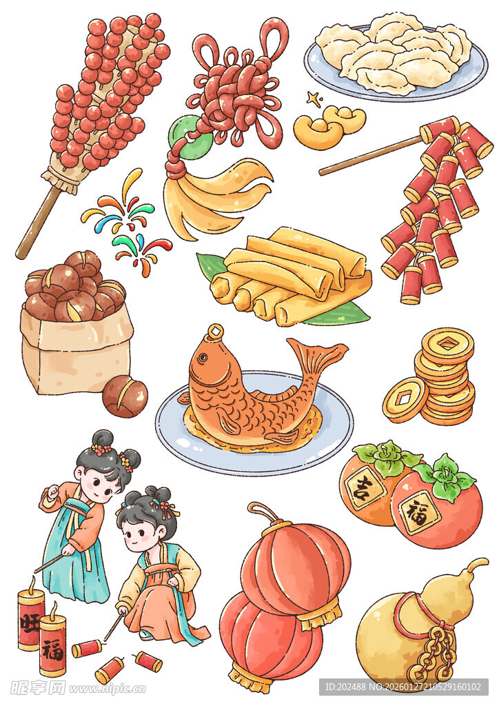 新年春节年味贴纸