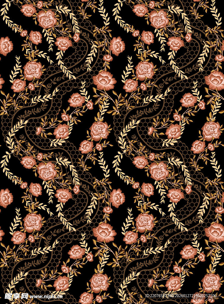 复古花卉几何图案纹理