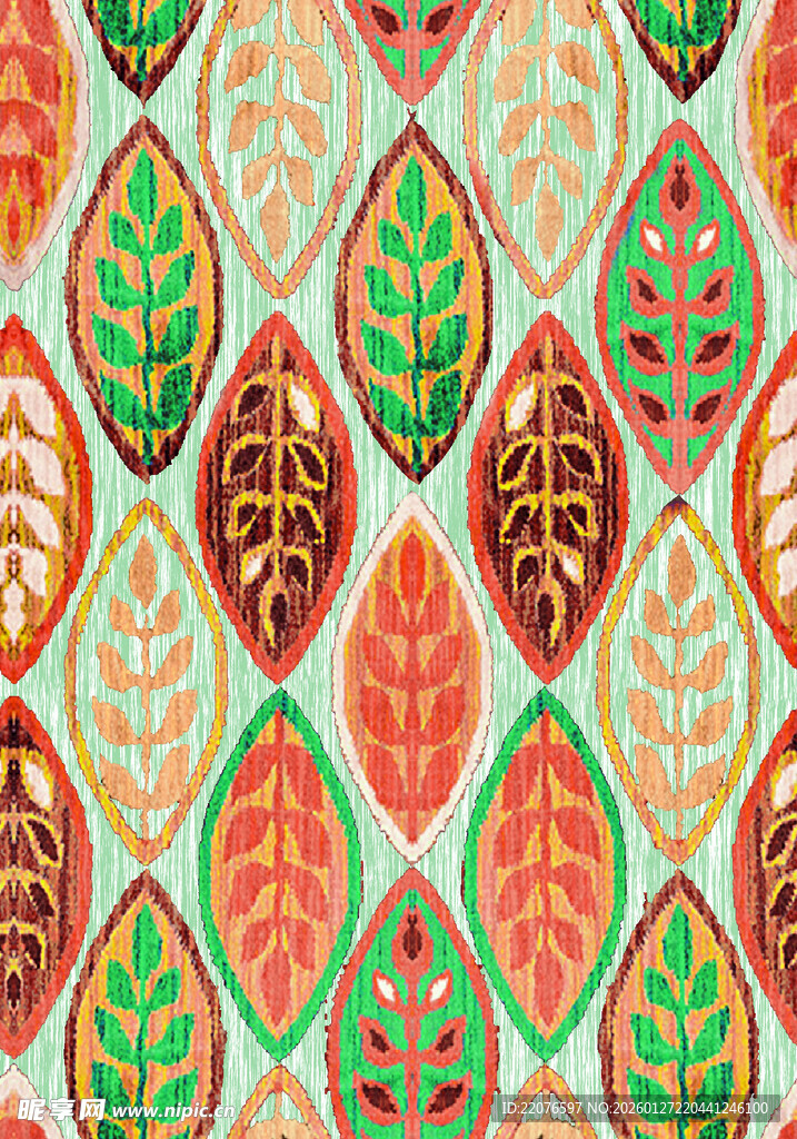 多彩叶子图案纹理背景