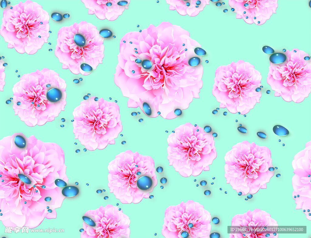 清新粉色花卉图案背景