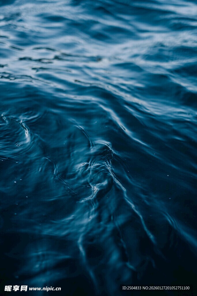 蓝色水波纹理特写