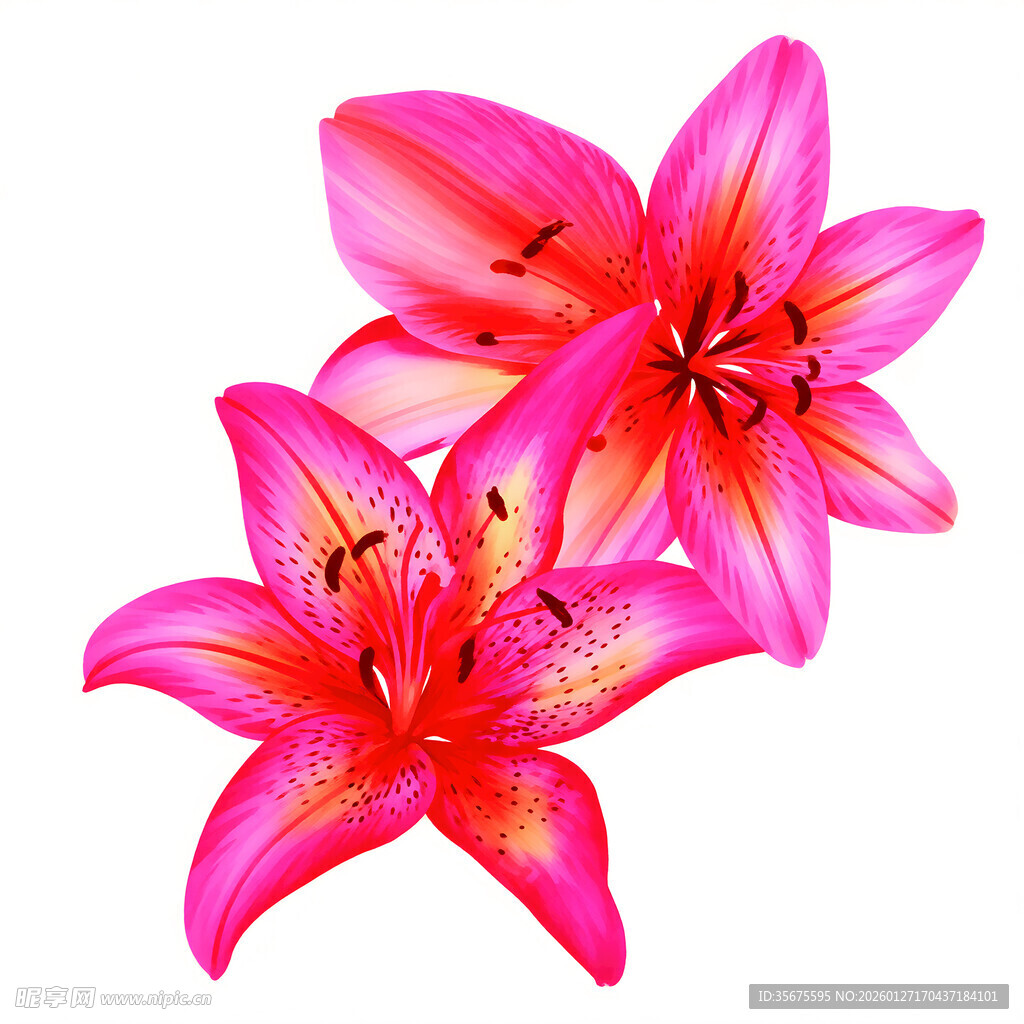 两朵娇艳粉色百合花