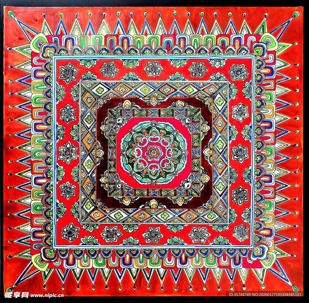 绚丽民族风藻井图案