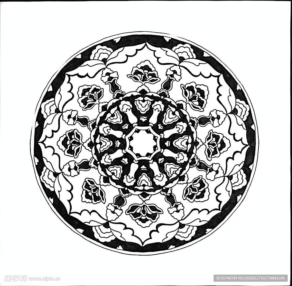 石榴团花纹 壁画 唐朝