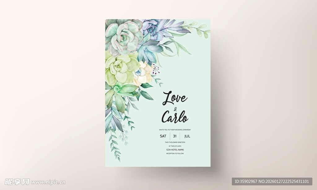 清新花卉婚礼请柬设计