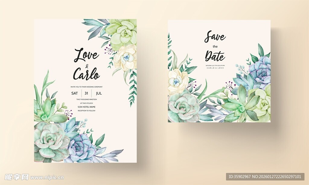 花卉婚礼请柬设计