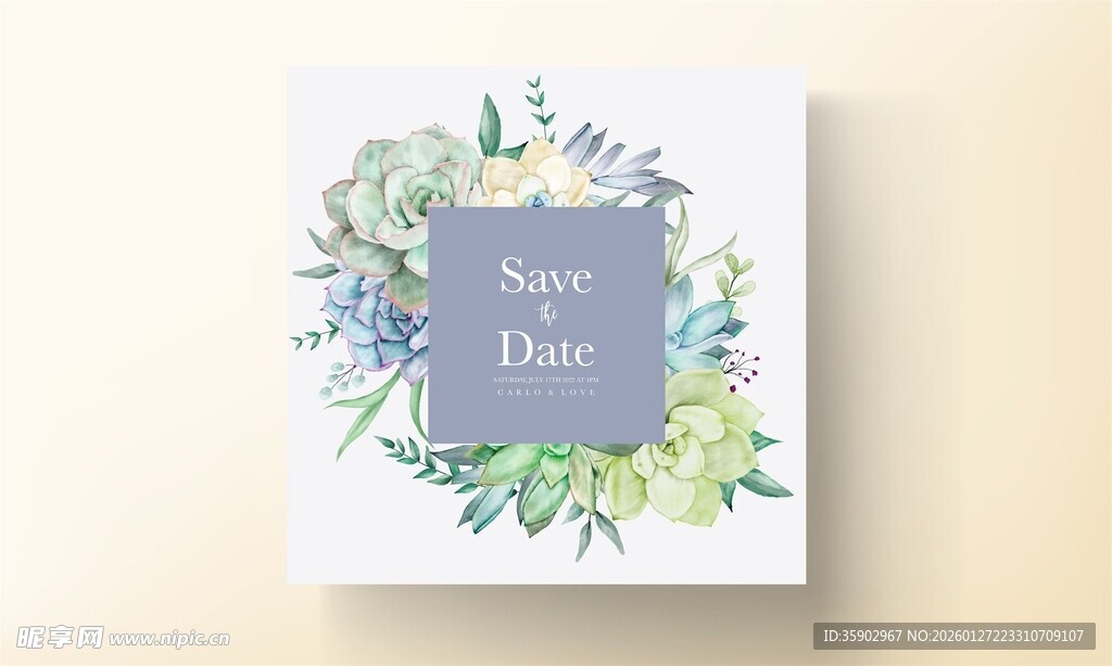 清新花卉婚礼请柬设计