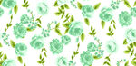 清新绿花卉无缝图案背景