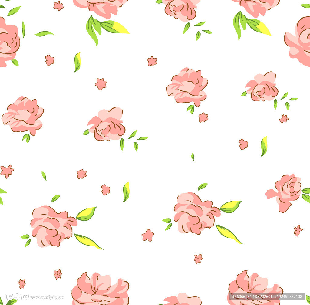粉色花卉无缝图案背景