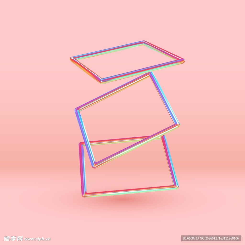 彩色悬浮方形框架创意画面