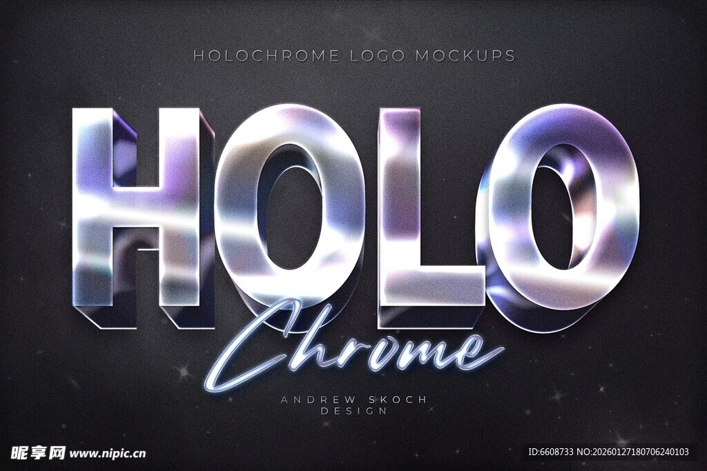 全息铬效果字体展示