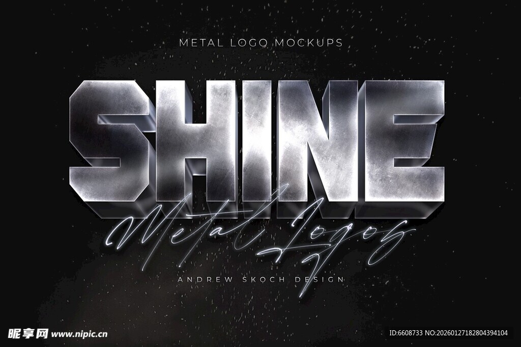 闪耀金属字体设计效果