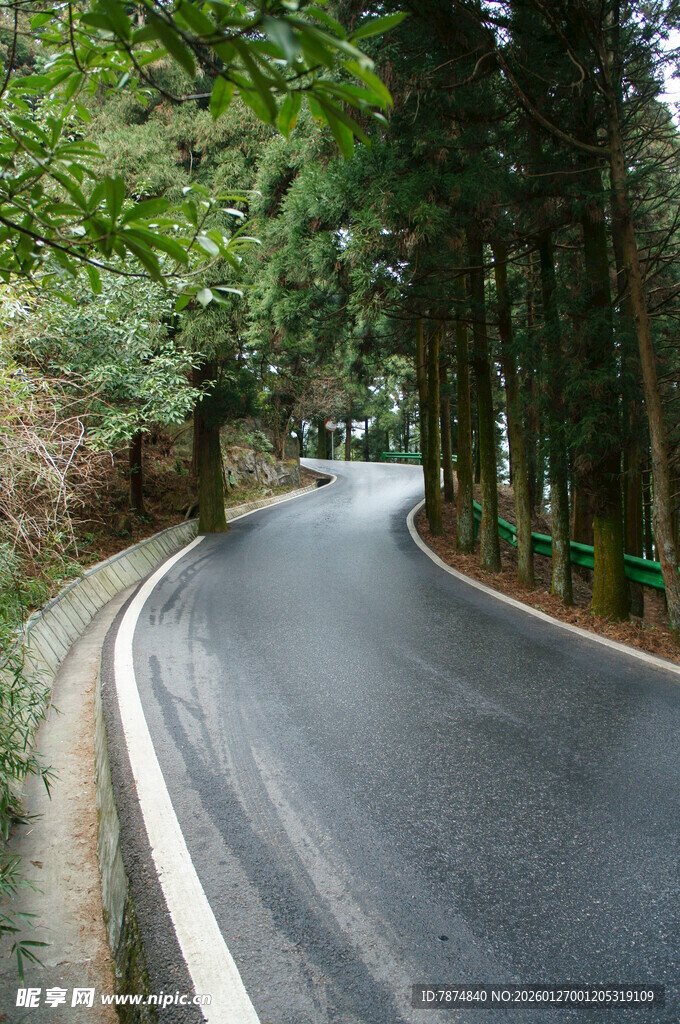 衡山林间蜿蜒公路美景