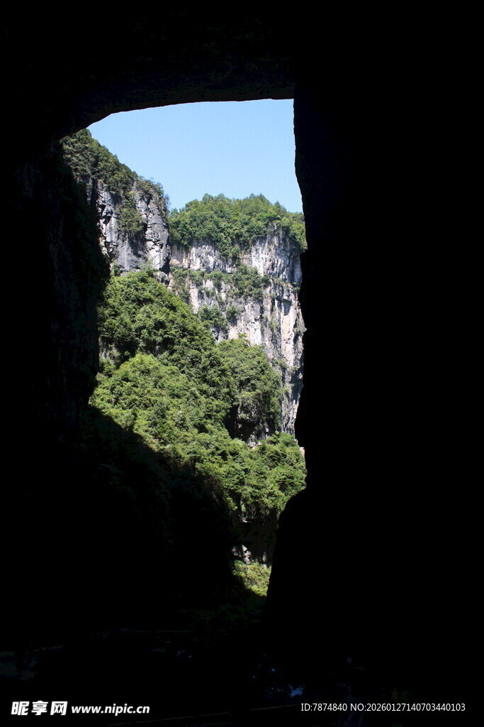 洞口望外之青山绿树景