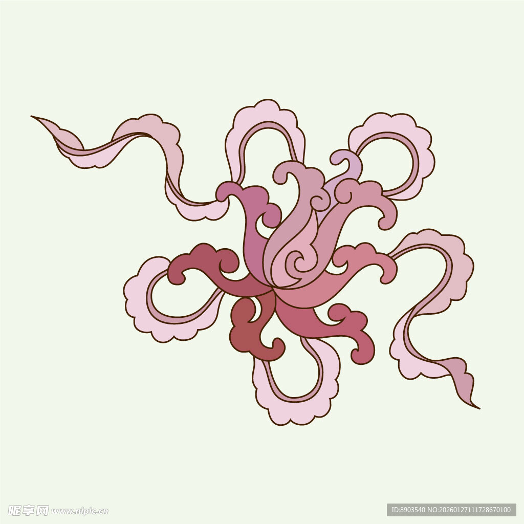 粉色梦幻花朵插画图案