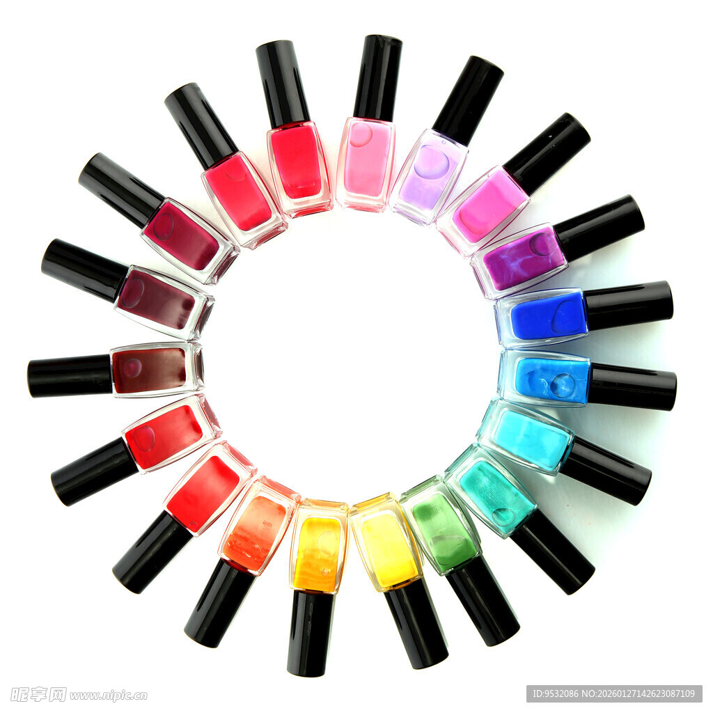 多彩指甲油整齐环形排列