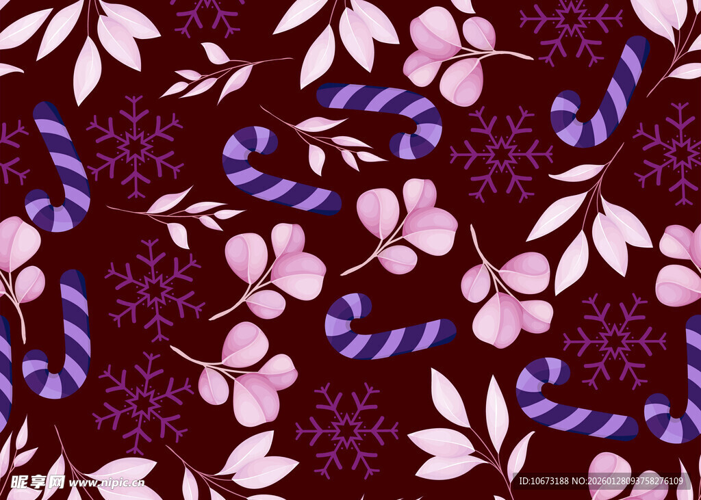 深紫花卉图案纹理设计