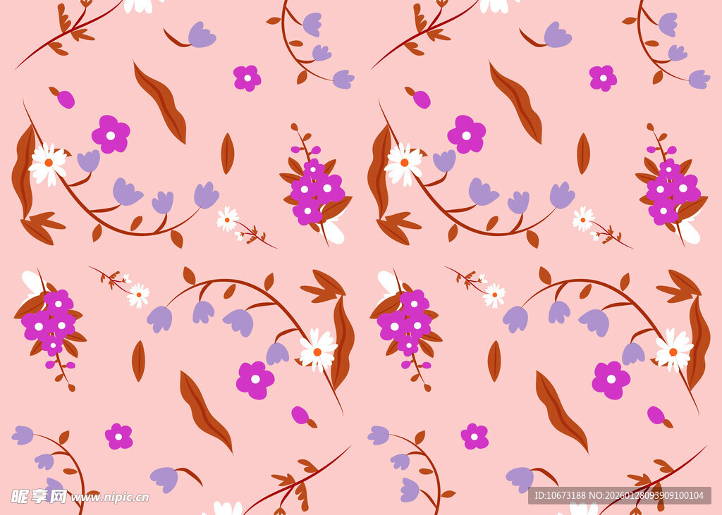 粉色花卉枝叶图案背景