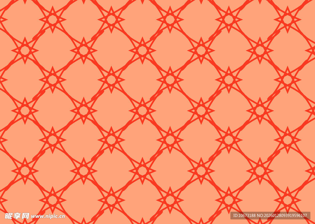 橙红色几何线条无缝图案