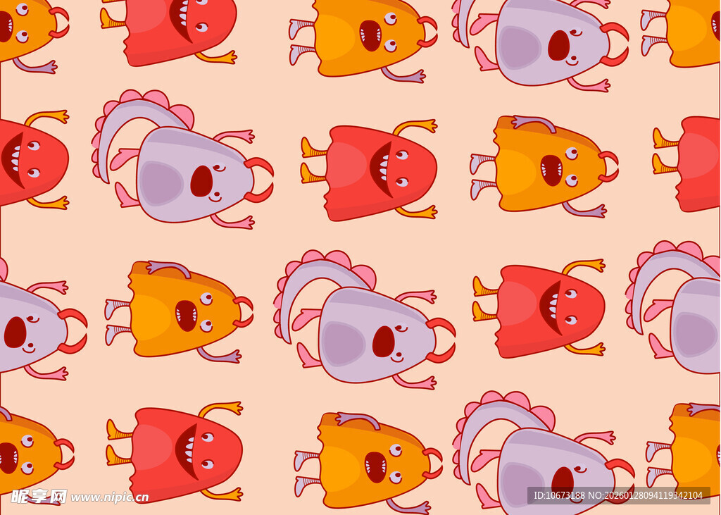 卡通动物图案背景纹理