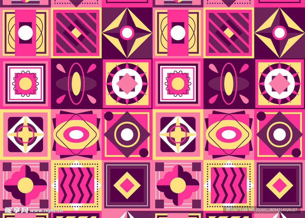 几何图案彩色无缝背景图