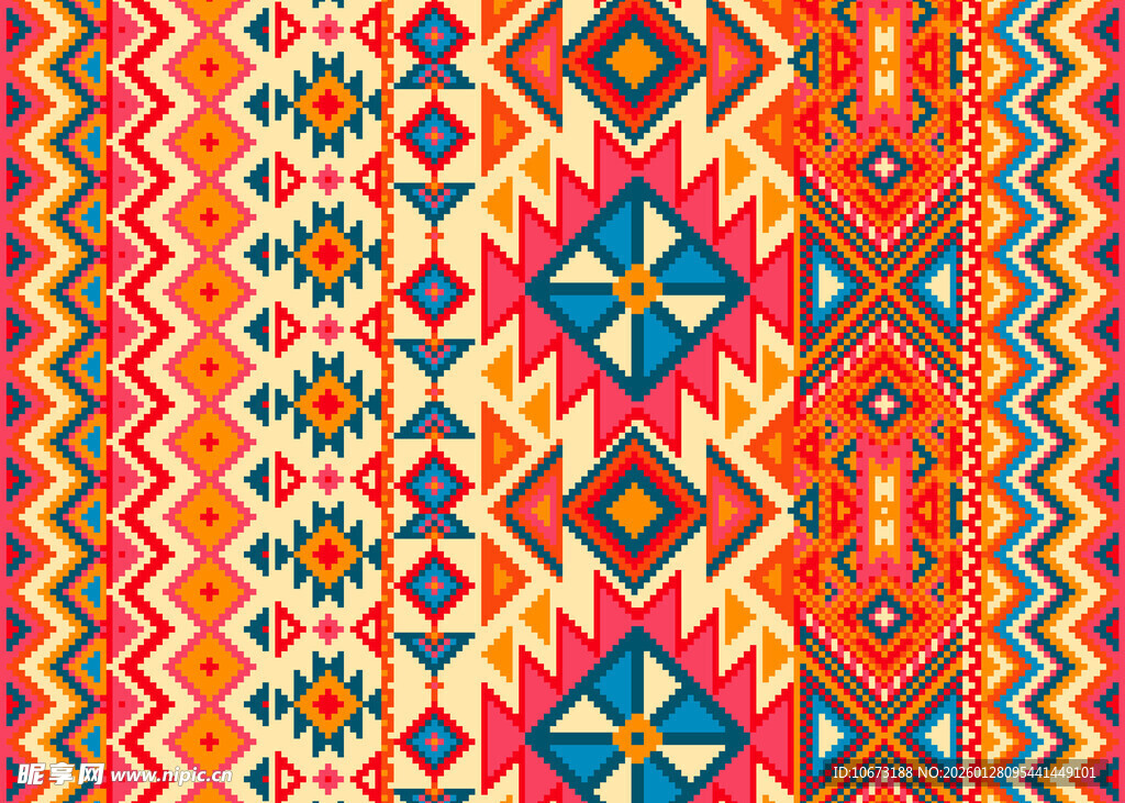 多彩民族风几何图案纹理