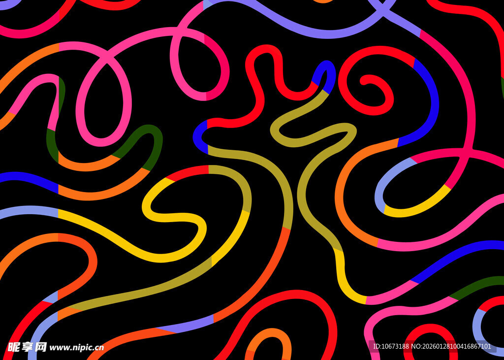 多彩曲线抽象图案背景