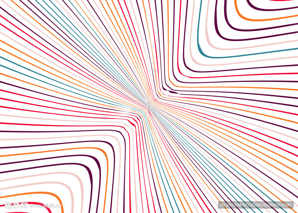 放射状多彩线条抽象图案