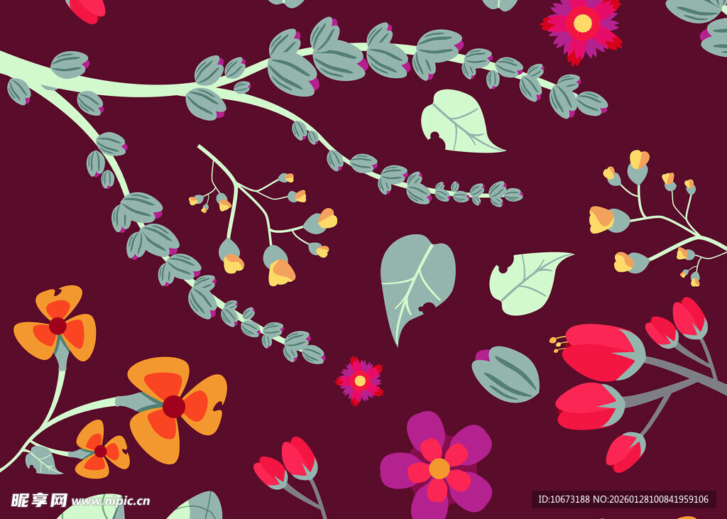 花卉枝叶图案设计素材
