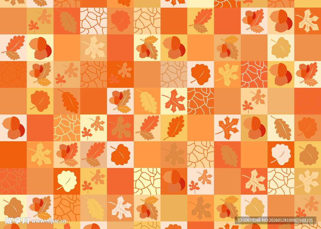 秋日元素拼接无缝图案
