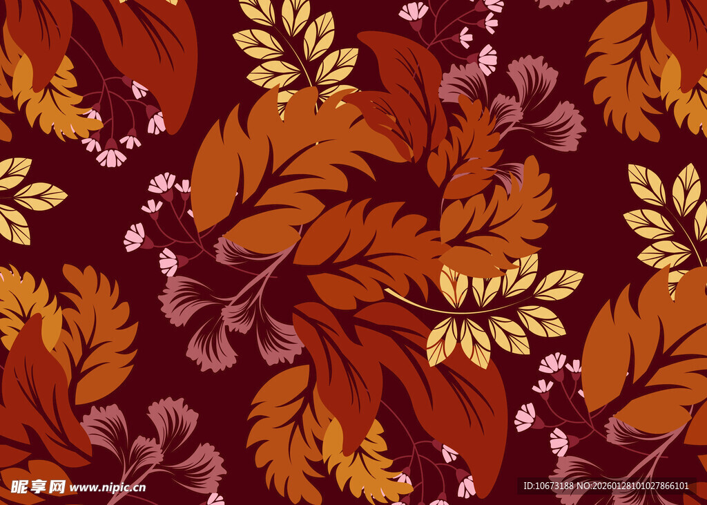 秋季花卉叶子图案纹理