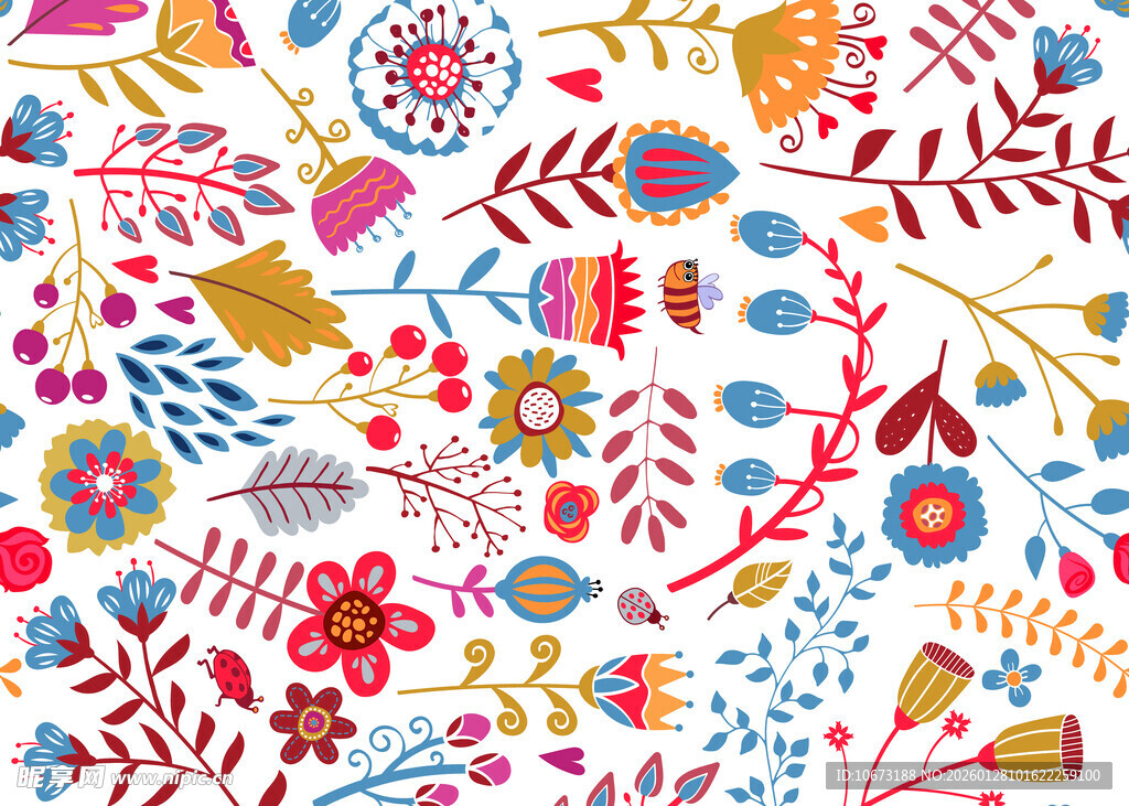 多彩民族风花卉图案设计