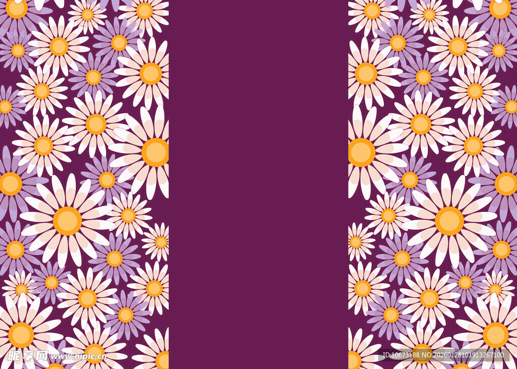 紫色背景雏菊图案设计