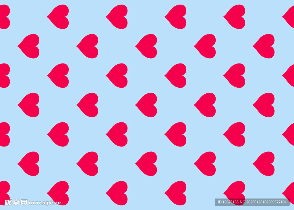 蓝色背景红心图案