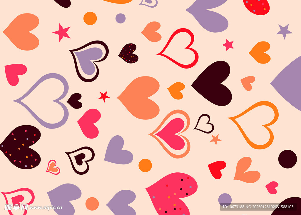 多彩爱心图案背景