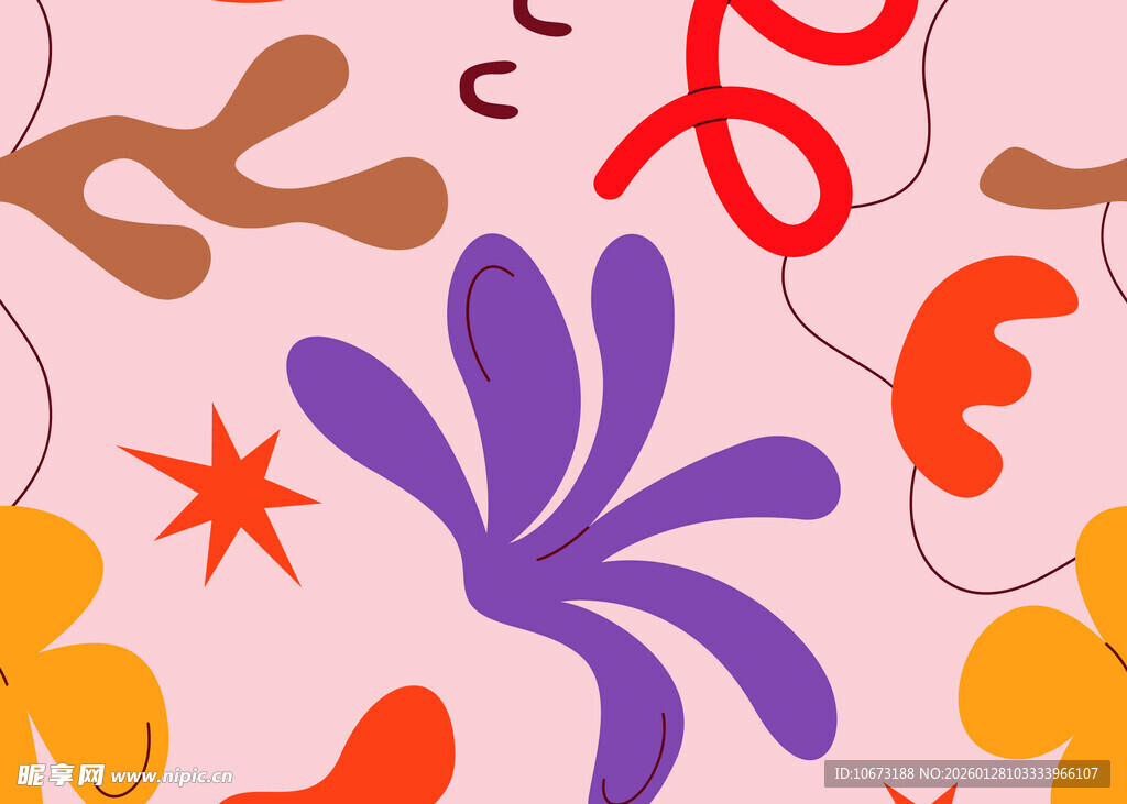 抽象多彩植物图案背景