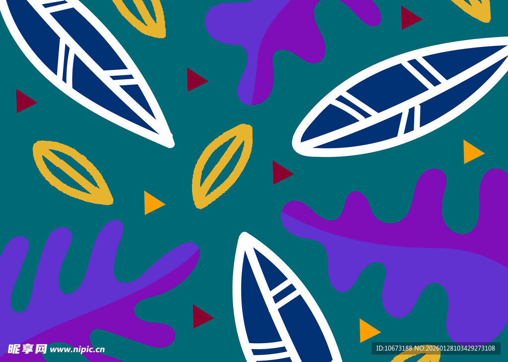 多彩几何植物图案背景