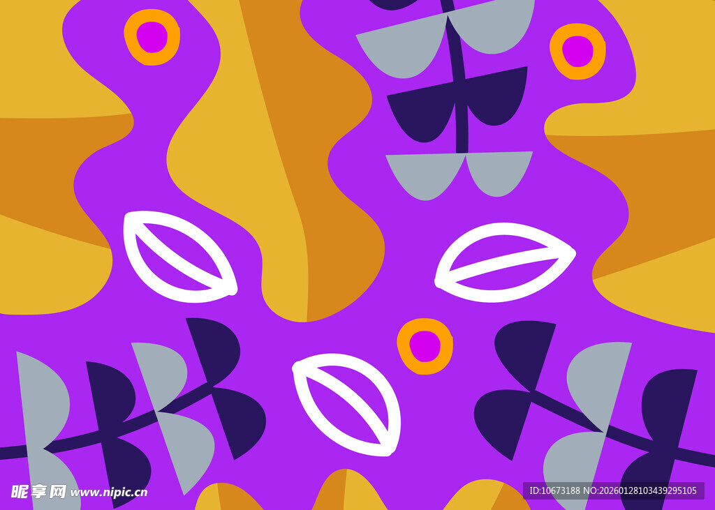 多彩几何植物图案背景