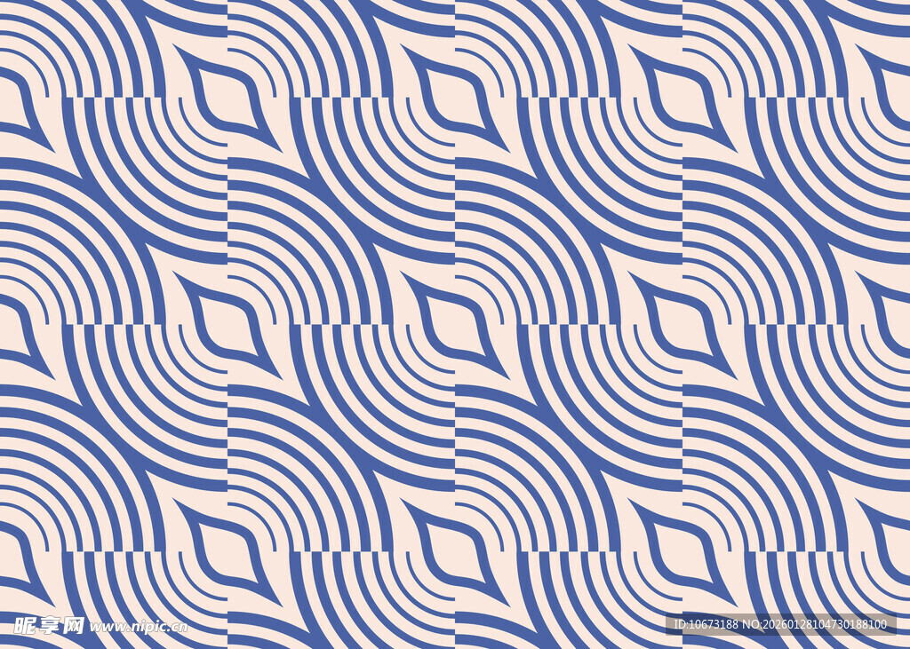 蓝白几何线条重复图案
